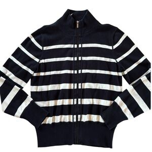 JONES OF NEW YORK BLACK & WHITE STRIPE SWEATER 100% COTTON SZ XL